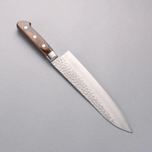 Seisuke AUS8 Hammered Gyuto 210mm Brown Pakka wood Handle - Only one left