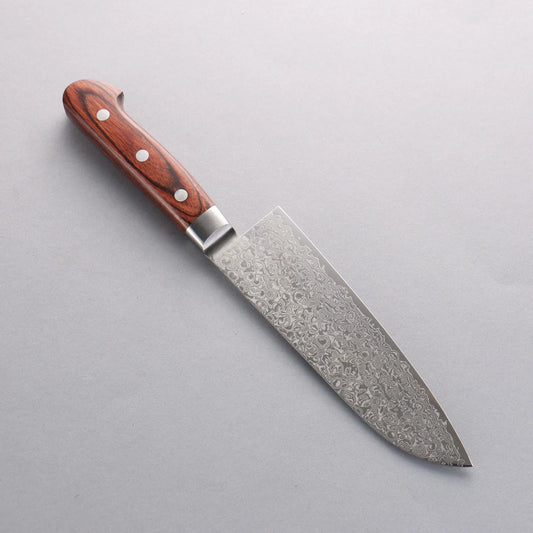 Seisuke Mokusei ZA-18 Mirrored Finish Damascus Santoku 170mm Brown Pakka wood Handle