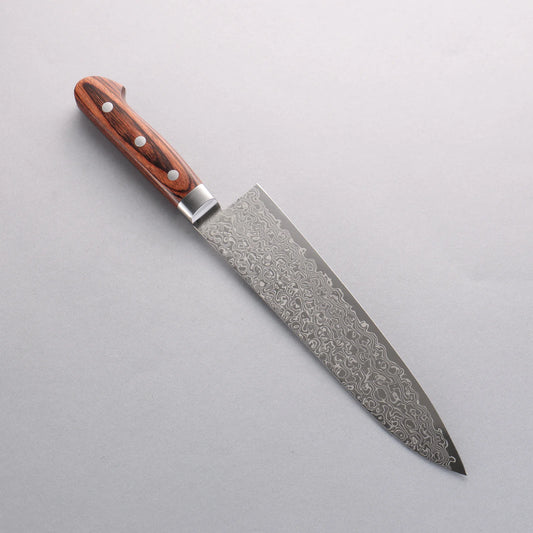 Seisuke Mokusei ZA-18 Mirrored Finish Damascus Gyuto 210mm Brown Pakka wood Handle