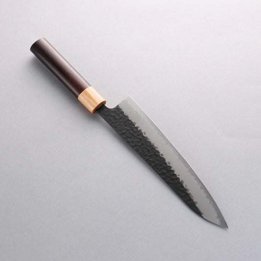 Seisuke Shitan Blue Super Hammered Kurouchi Gyuto 210mm Shitan Handle