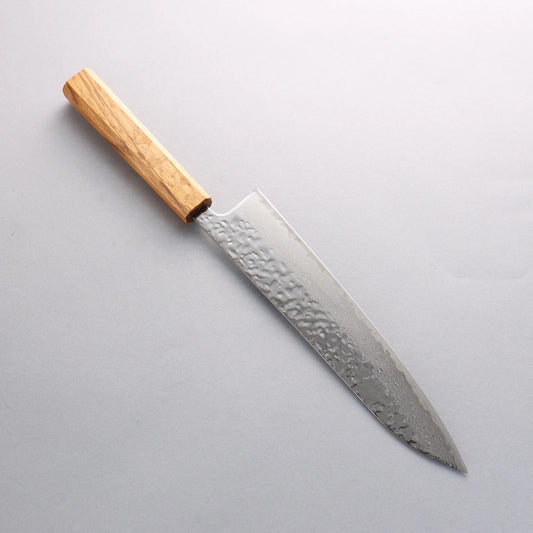 Seisuke Tsukikage AUS10 Migaki Finished Hammered Damascus Gyuto 240mm Oak Handle