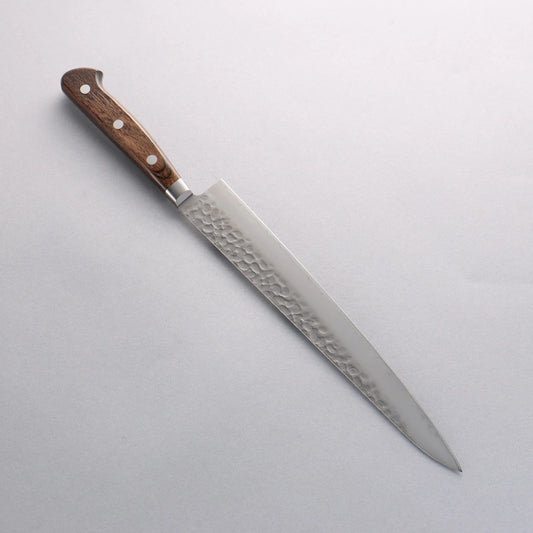 Seisuke AUS8 Hammered Sujihiki 240mm Brown Pakka wood Handle