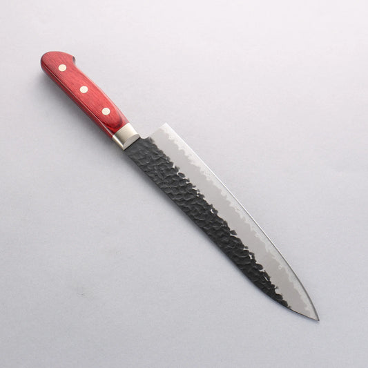 Seisuke Kurobeni Blue Super Hammered Kurouchi Gyuto 210mm Red Pakka wood Handle