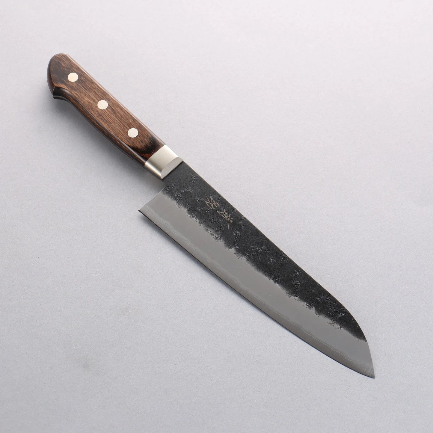 Seisuke Blue Super Black Santoku 180mm Brown Pakka wood Handle - Only one left