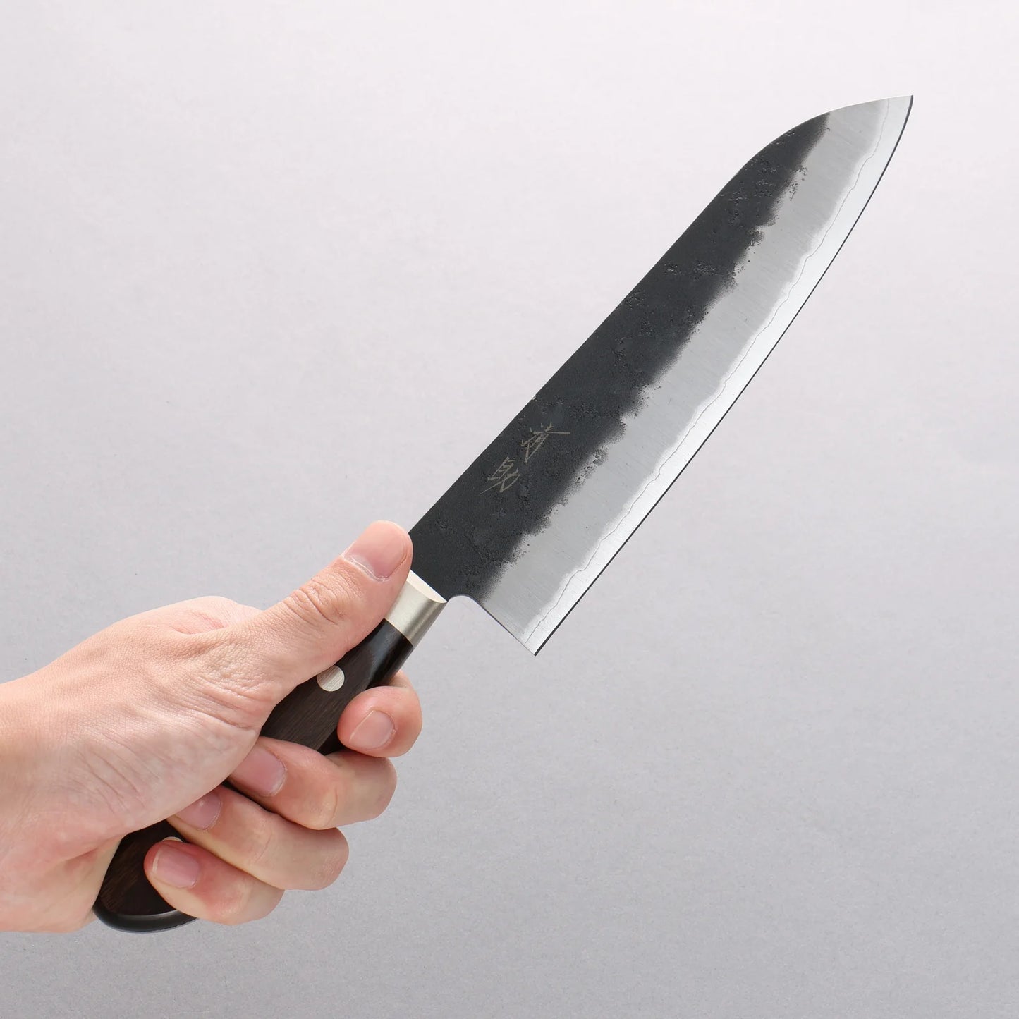 Seisuke Blue Super Black Santoku 180mm Brown Pakka wood Handle - Only one left