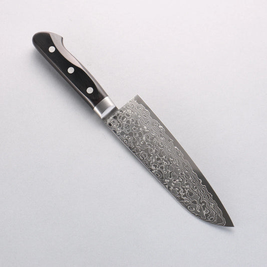 Seisuke Kagami AUS10 Mirrored Finish Damascus Santoku 170mm Black Pakka wood Handle
