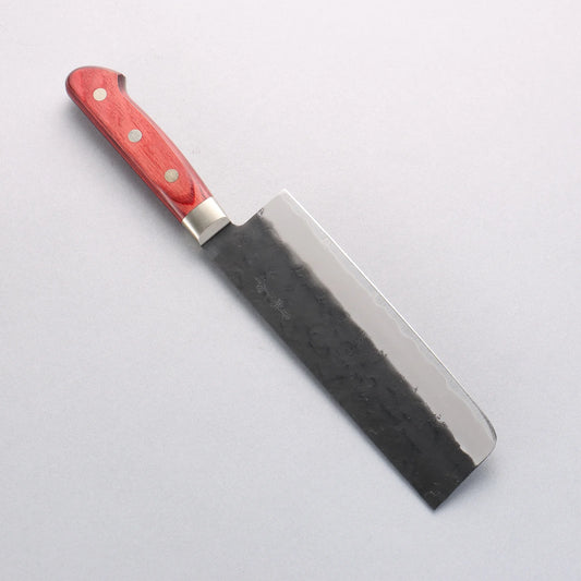 Seisuke Kuronashi Blue Super Nashiji Kurouchi Nakiri 165mm Red Pakka wood Handle