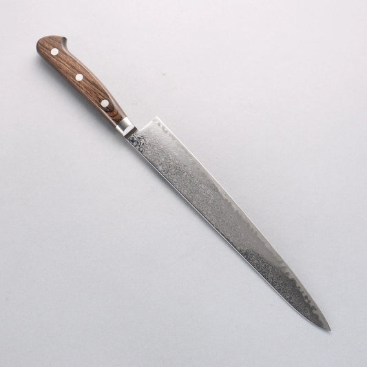 Seisuke Kagami2 AUS10 Mirrored Finish Damascus Sujihiki 240mm Brown Pakka wood Handle