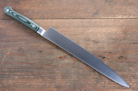 Sakai Takayuki Grand Chef Grand Chef Swedish Steel-stn Sujihiki 240mm Green Micarta Handle
