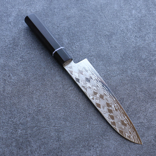 Seisuke AUS10 Mirror Crossed Santoku 180mm Black Pakka wood Handle