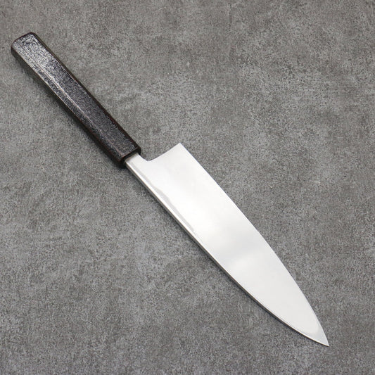 Hideo Kitaoka White Steel No.2 Damascus Mioroshi Deba 195mm Oak with Black Silver Lacquer Handle - Only one left